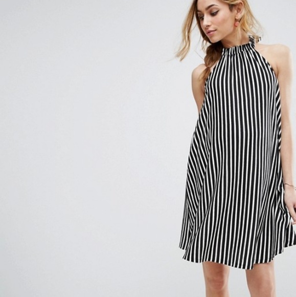 ASOS Dresses & Skirts - ASOS black and white stripped halter dress -size18